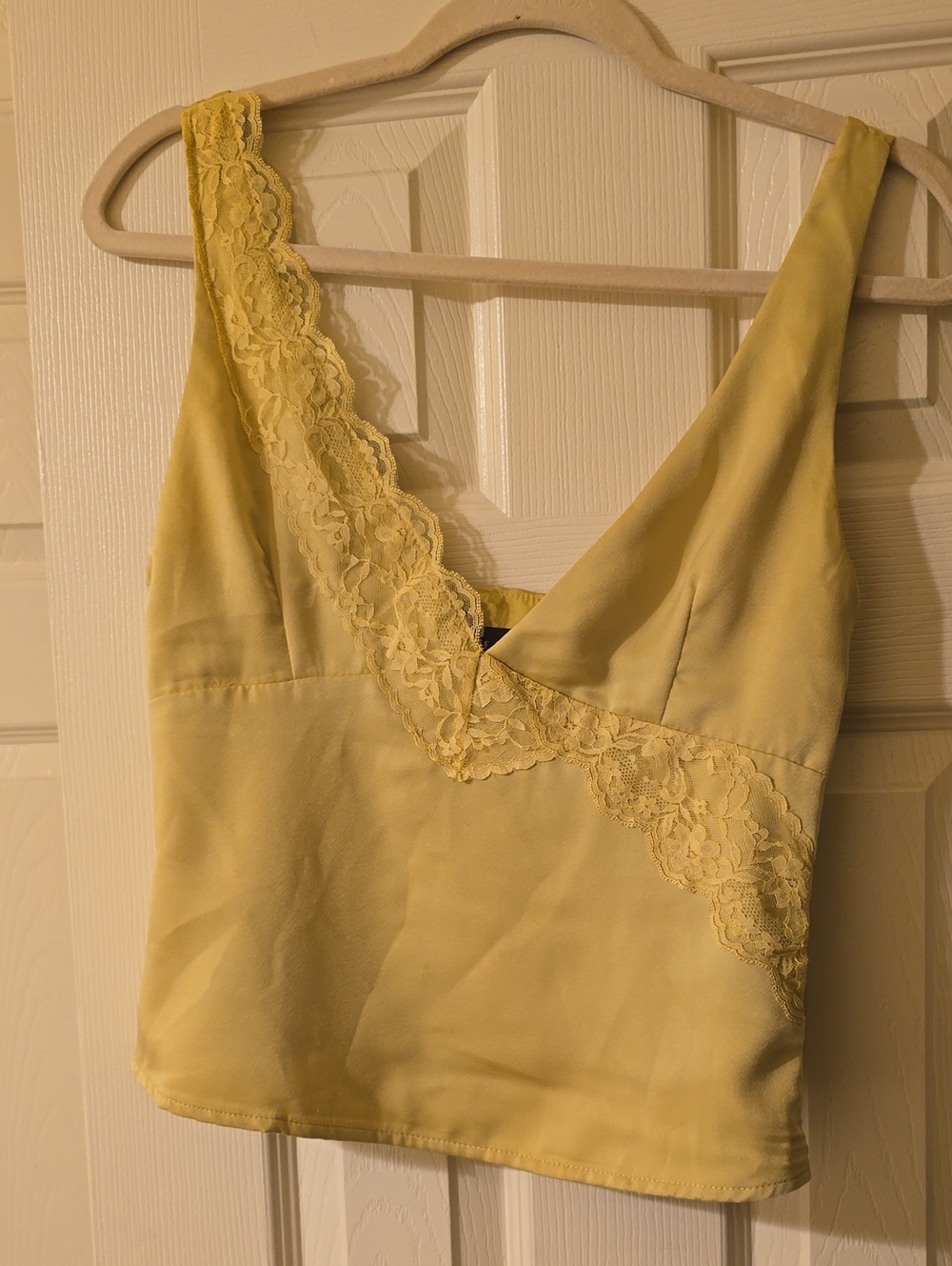 White Fox Boutique Yellow Lace-Trim V-Neck Camisole